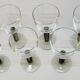 8 Bormioli Rocco Vintage Crystal Water Glasses with Grooved Grey Base