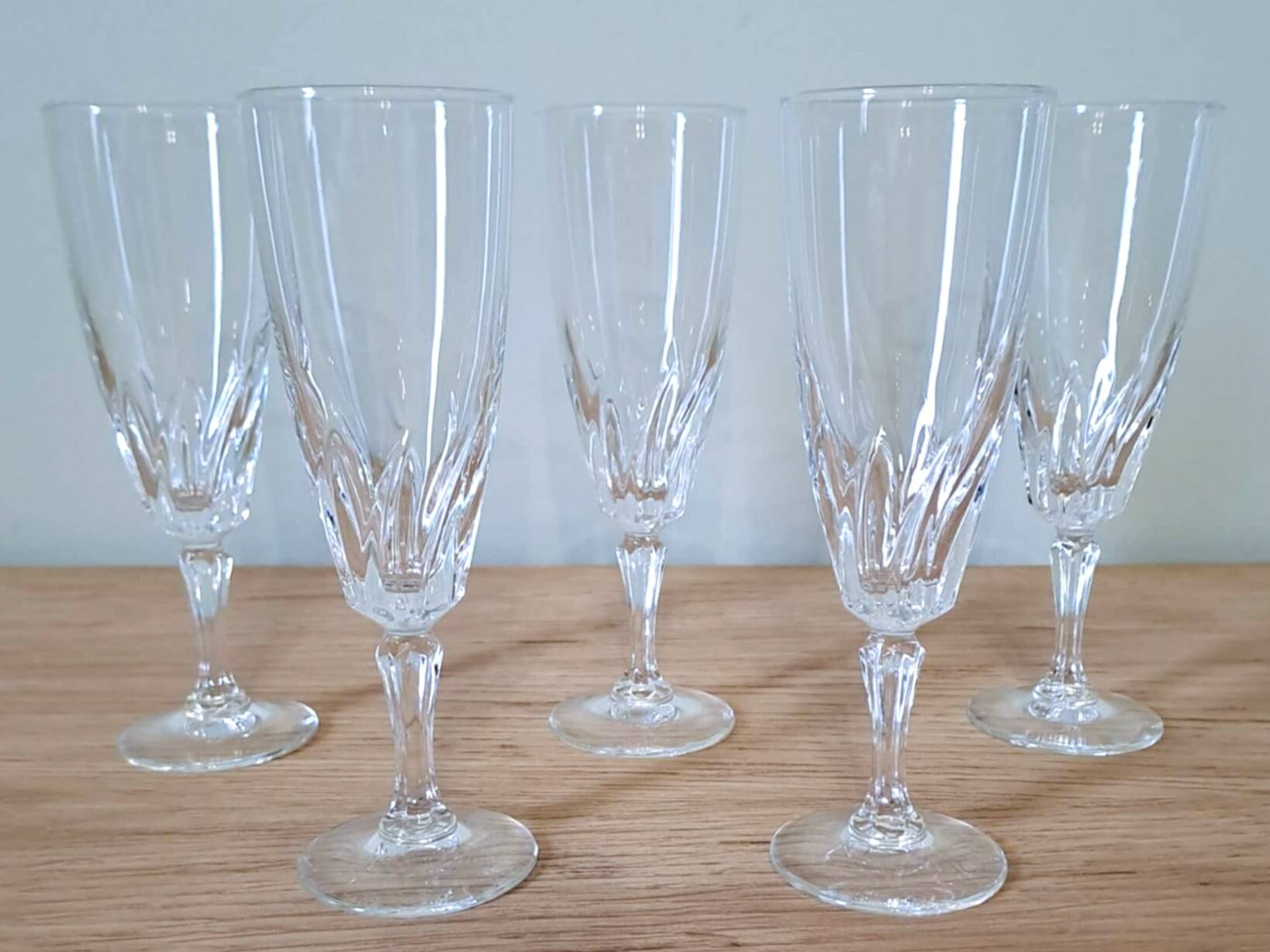 5 crystal stemmed glasses