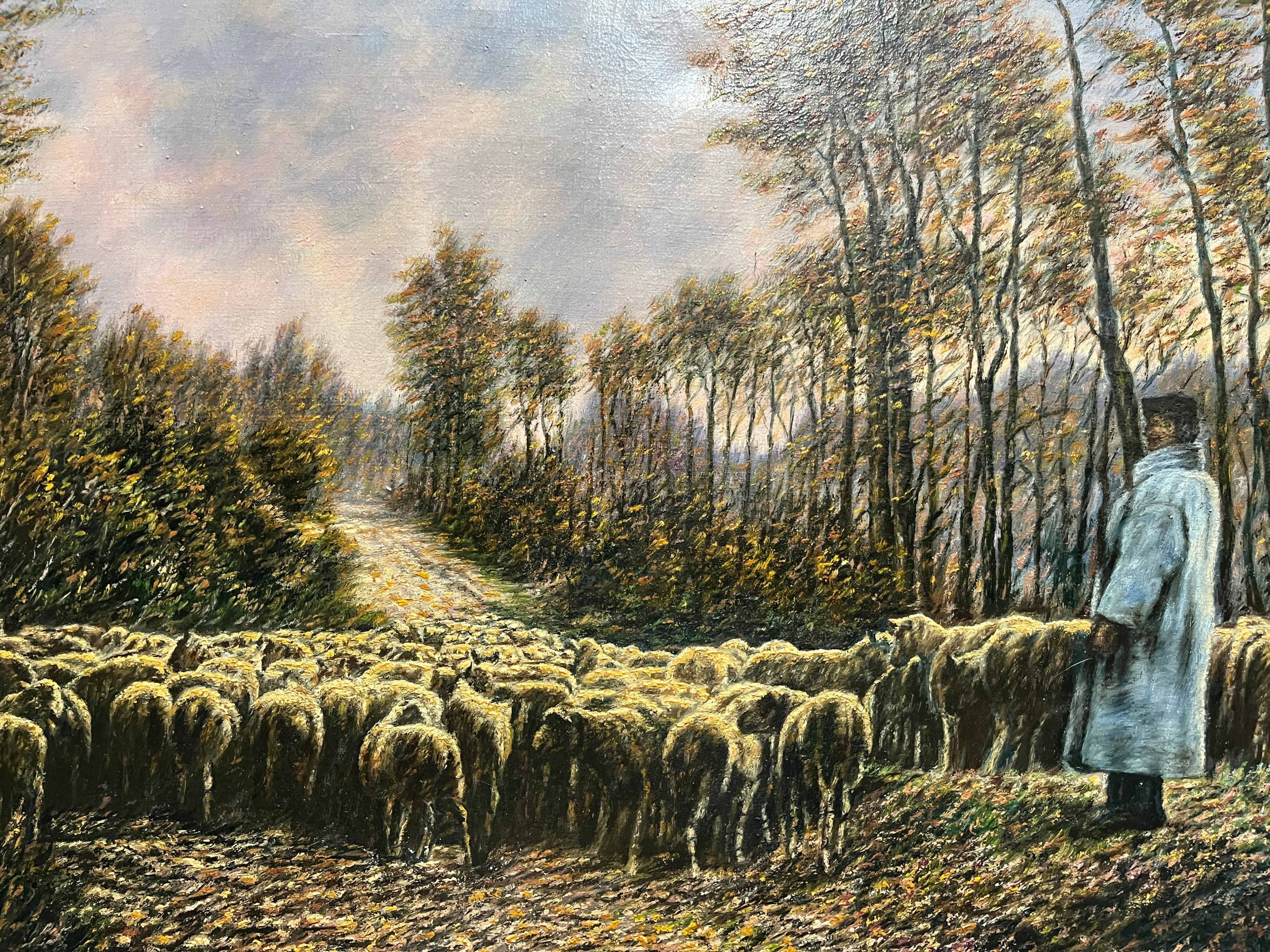 Painting HST "Landscape with Sheep" signed by Lucien Michon (born in 1887)