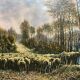 Painting HST "Landscape with Sheep" signed by Lucien Michon (born in 1887)