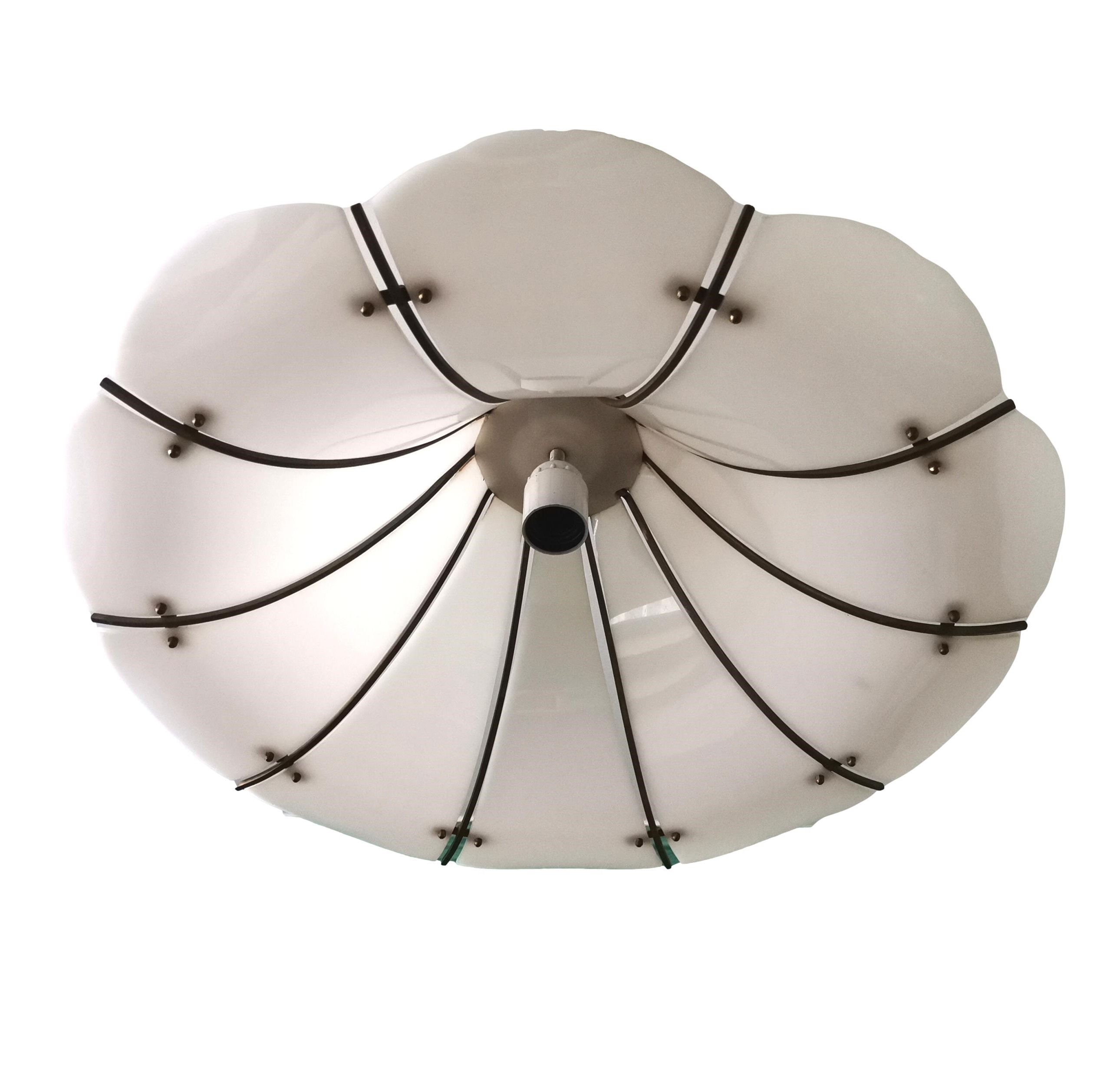 Large Modernist white acrylic hanging light lamp 1970s