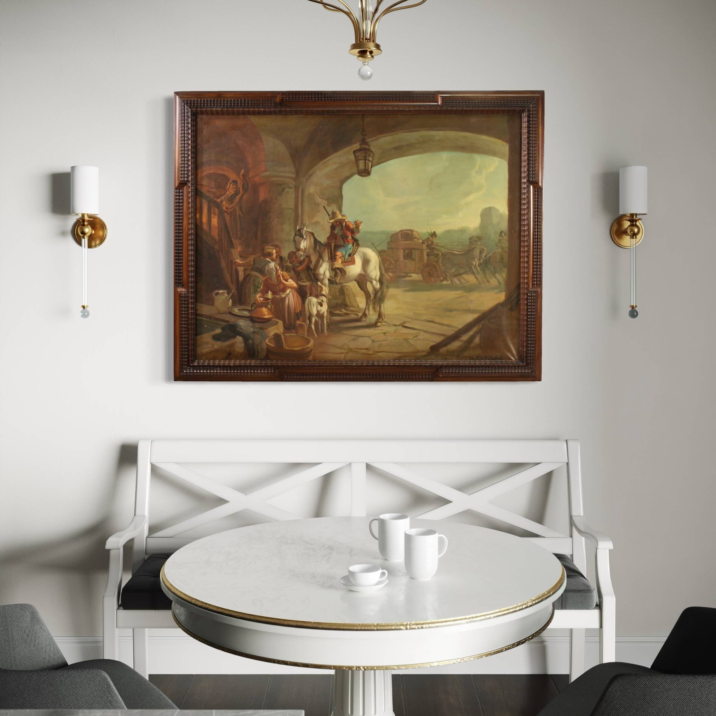 Italian painting signed Mattia Traverso, genre scene