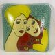 Yves Blayo Signed "Russian Women" Glass Trinket Tray in Screen-Printed Glass