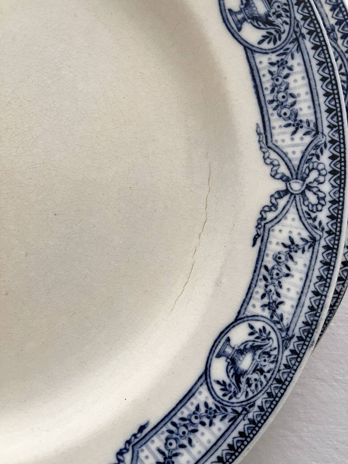 2 antique flat plates made of ironstone "Directoire" Salins
