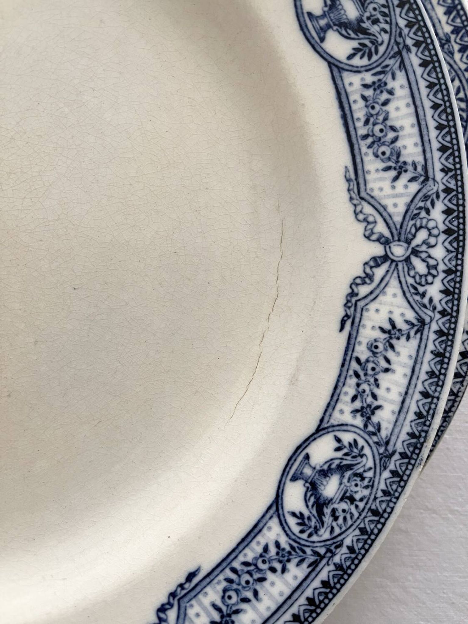 2 antique flat plates made of ironstone "Directoire" Salins