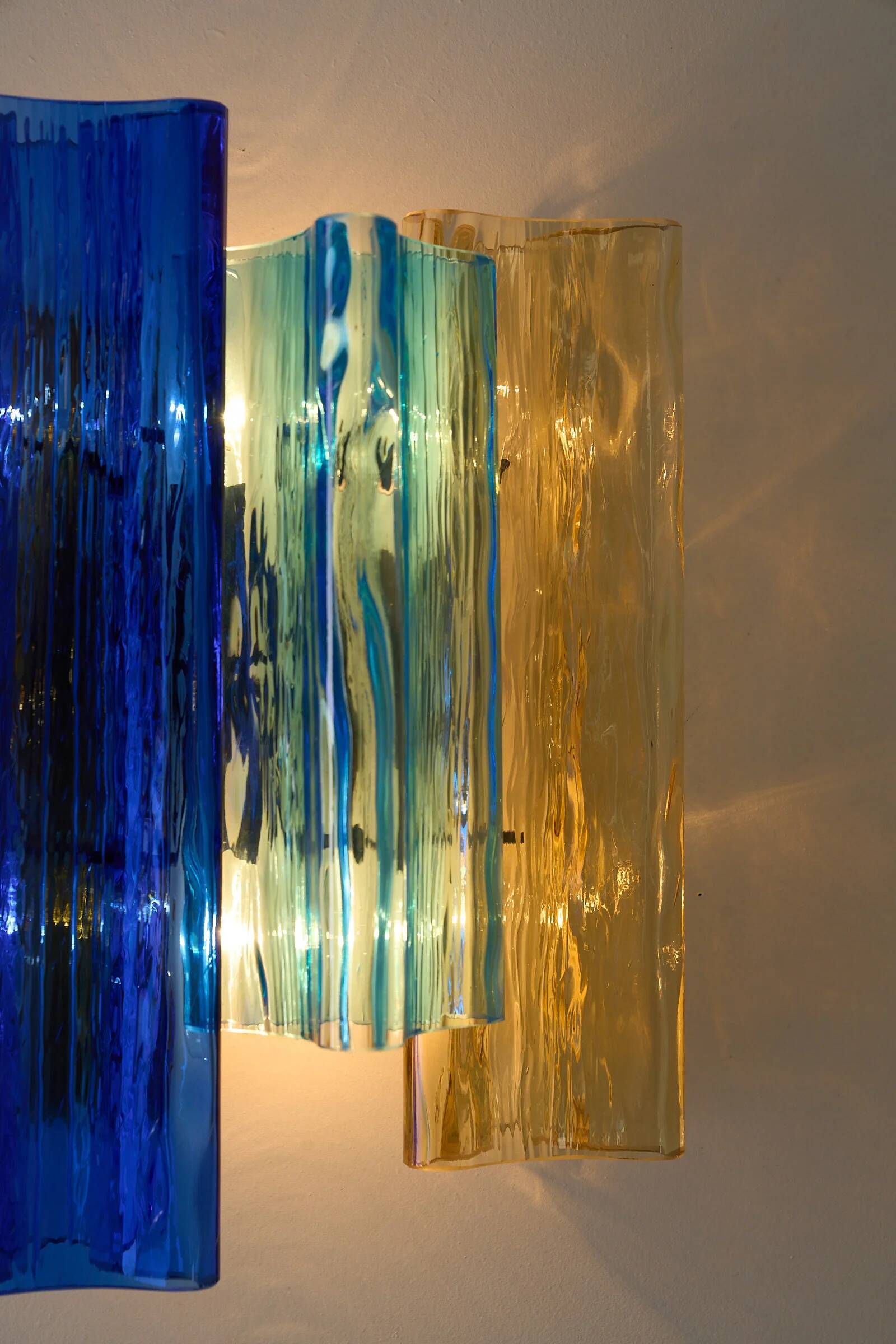 Paire d'appliques en verre de Murano multicolores par Salviati & Co., Italie, vers 1940