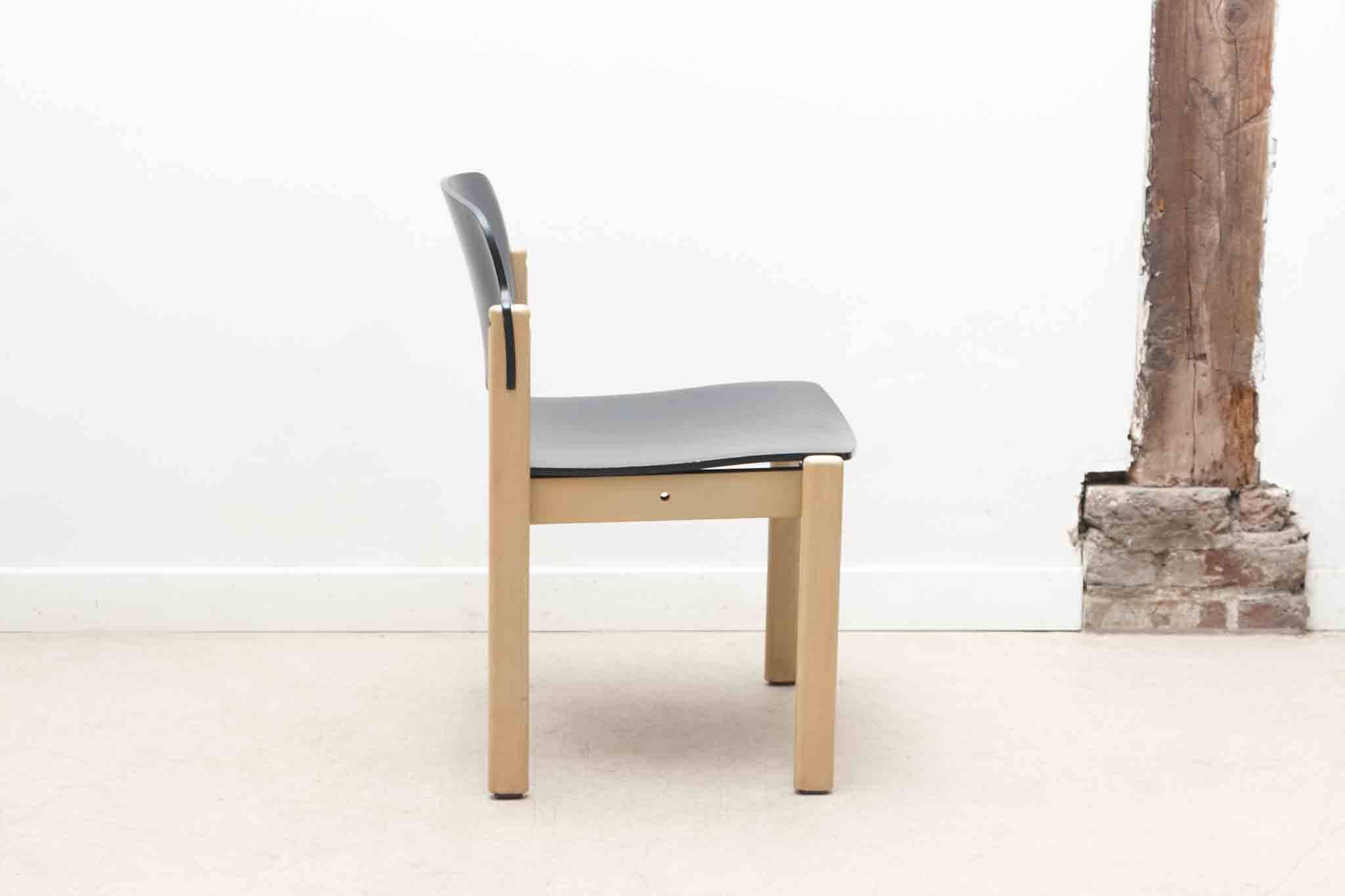 Curved wooden chair from the 1970s, Germany, black and beech.