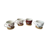 Lot de 4 tasses motif cerf
