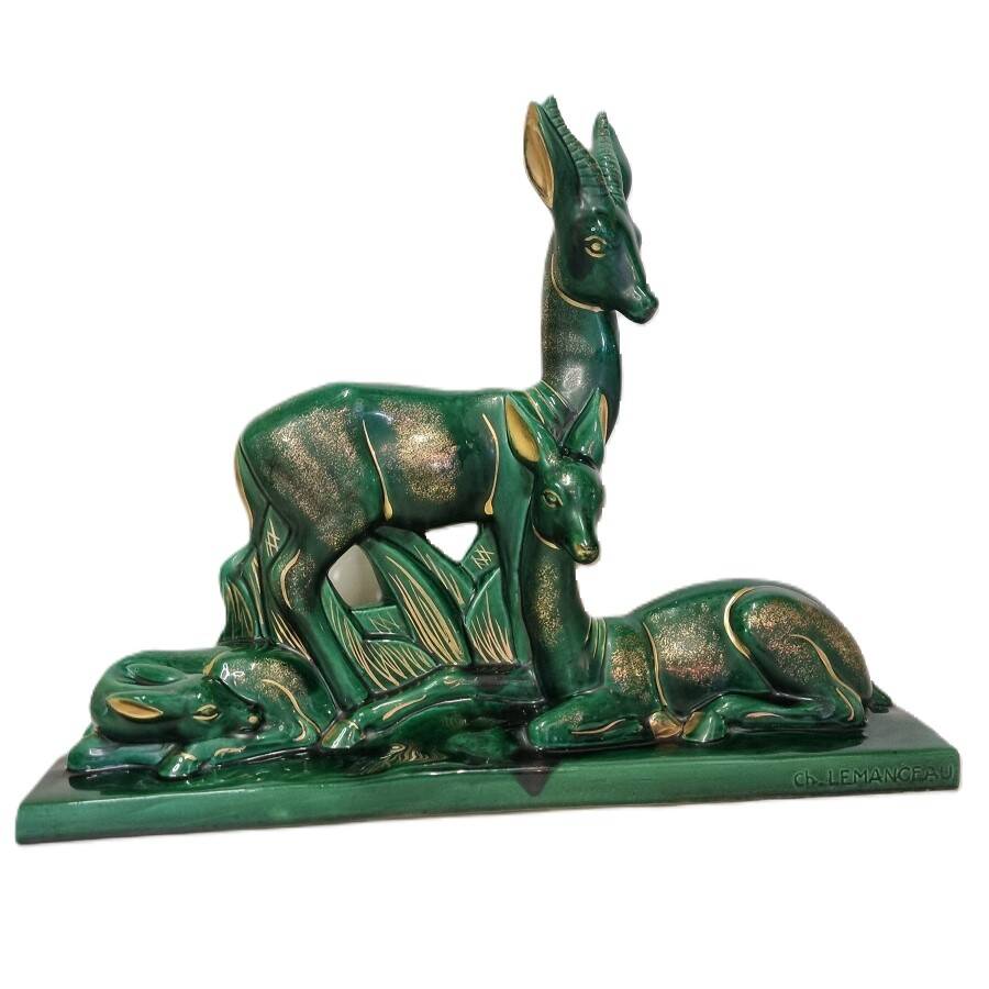 French Ceramic Art Deco Sculpture Of Ch. Lemanceau, 1930s
