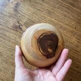Ashtray candle holder in olive wood, old, vintage