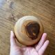 Ashtray candle holder in olive wood, old, vintage