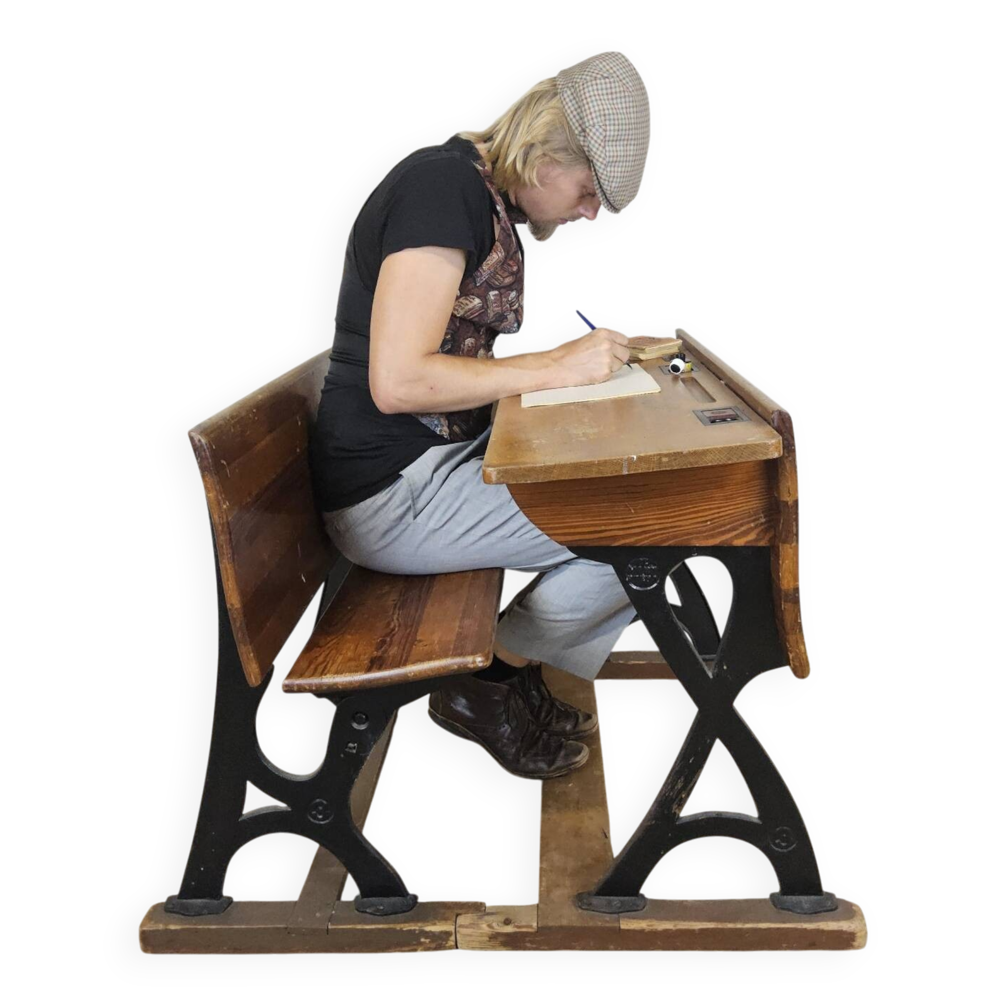 Antique desk / school bench (1920) in cast iron by Mark Breda, Holland.
