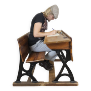 Antique desk / school bench (1920) in cast iron by Mark Breda, Holland.