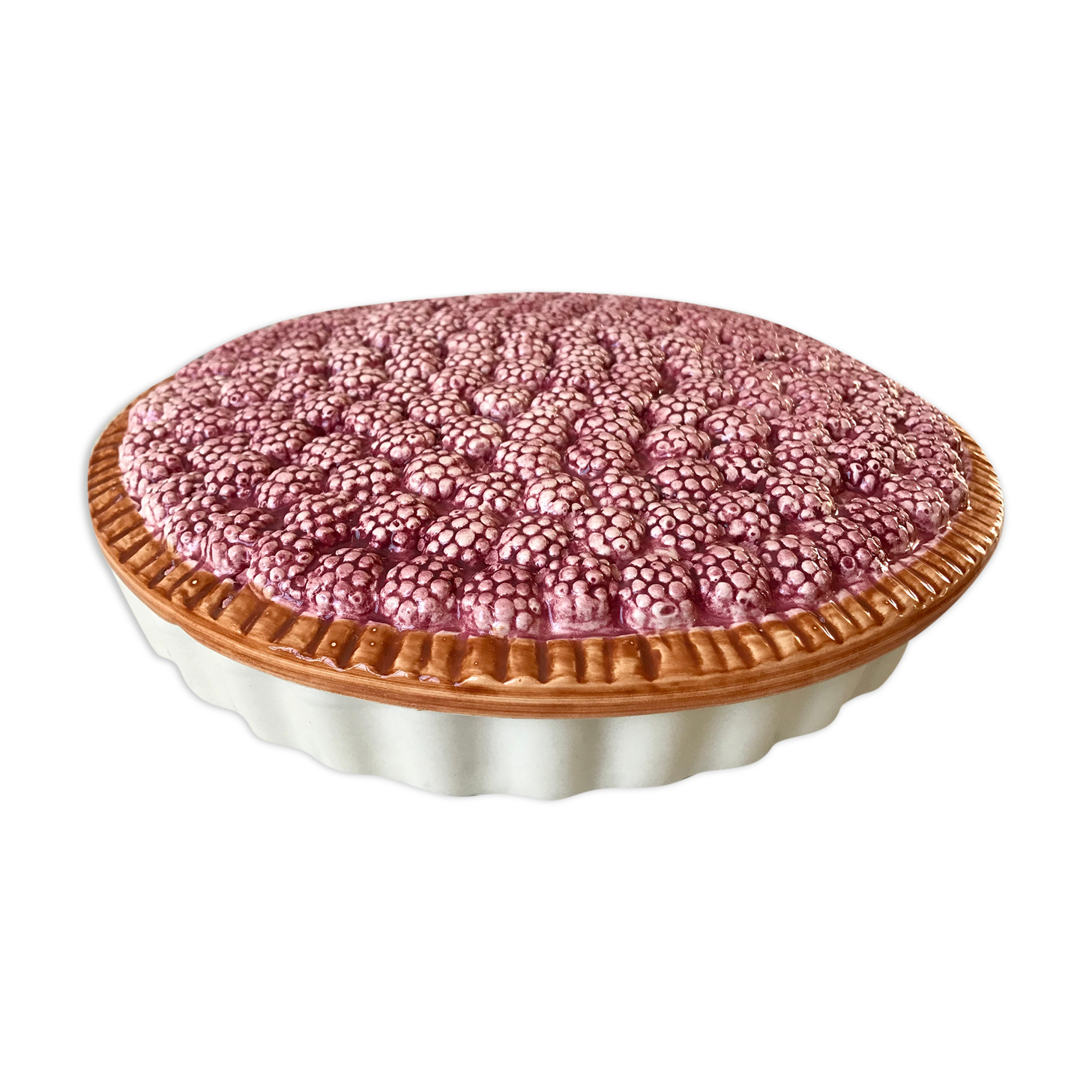 Vintage raspberry slurry pie dish 50s