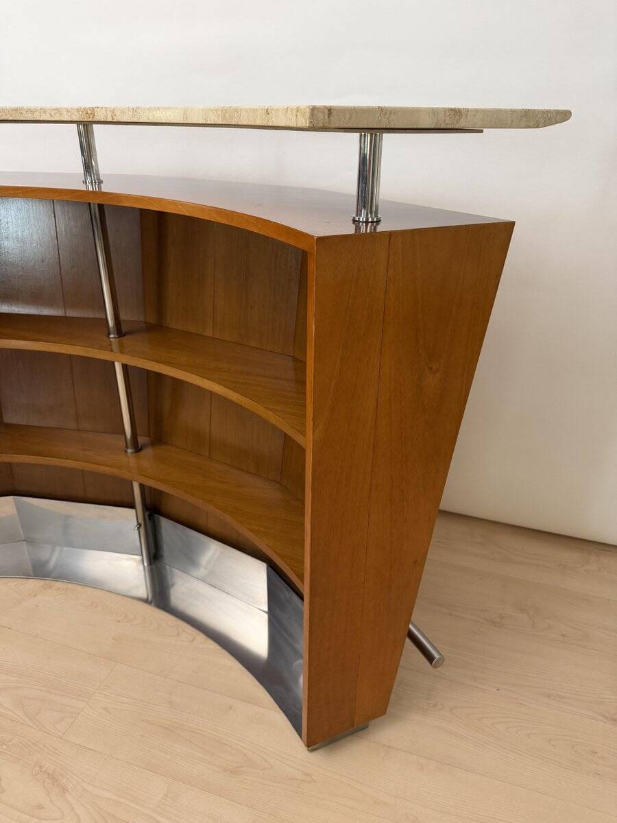 Mid-century bar in teak wood, metal and travertine, Italy, 1970