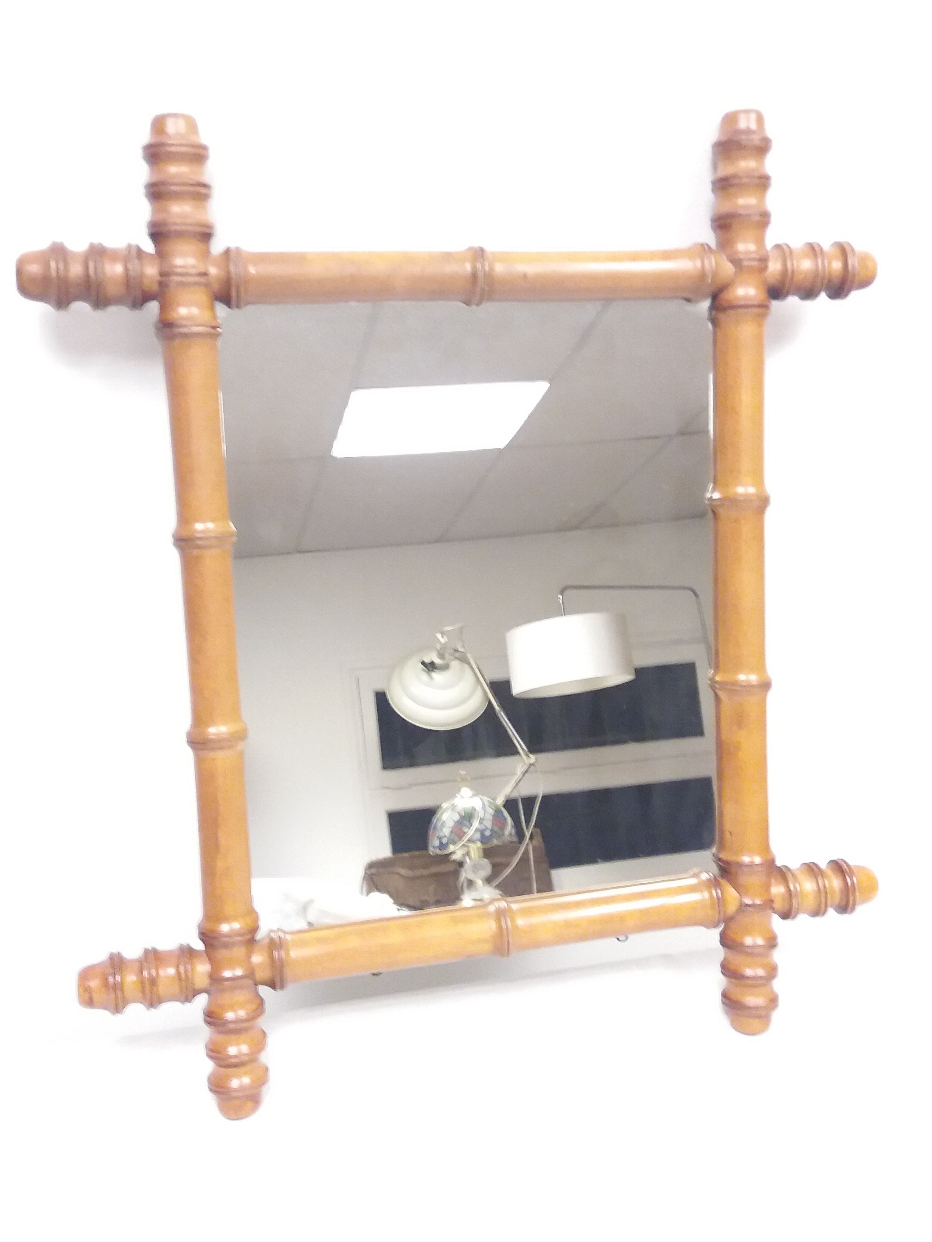 Ancient bamboo/rotin mirror 49 x 43 cm