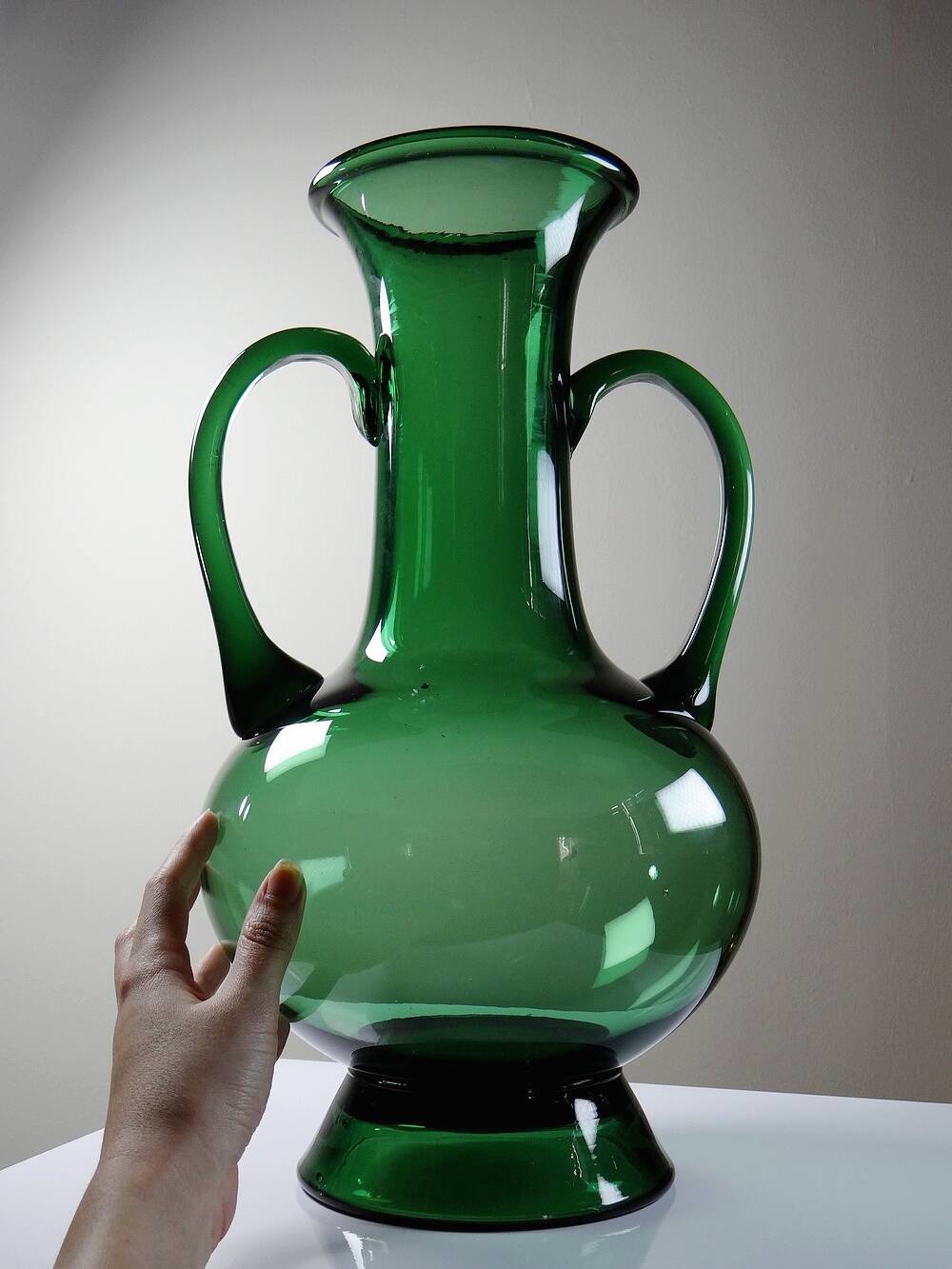 Vintage mouth-blown Etruscan style Empoli amphora vase