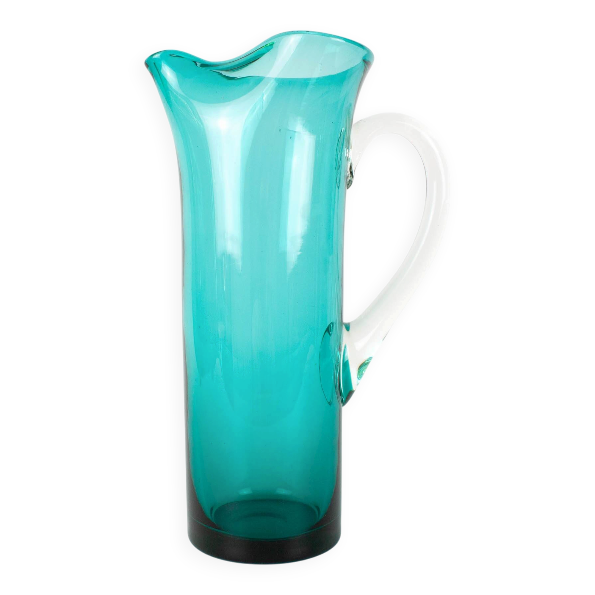 1960s Portuguese Turquoise Glass Jug
