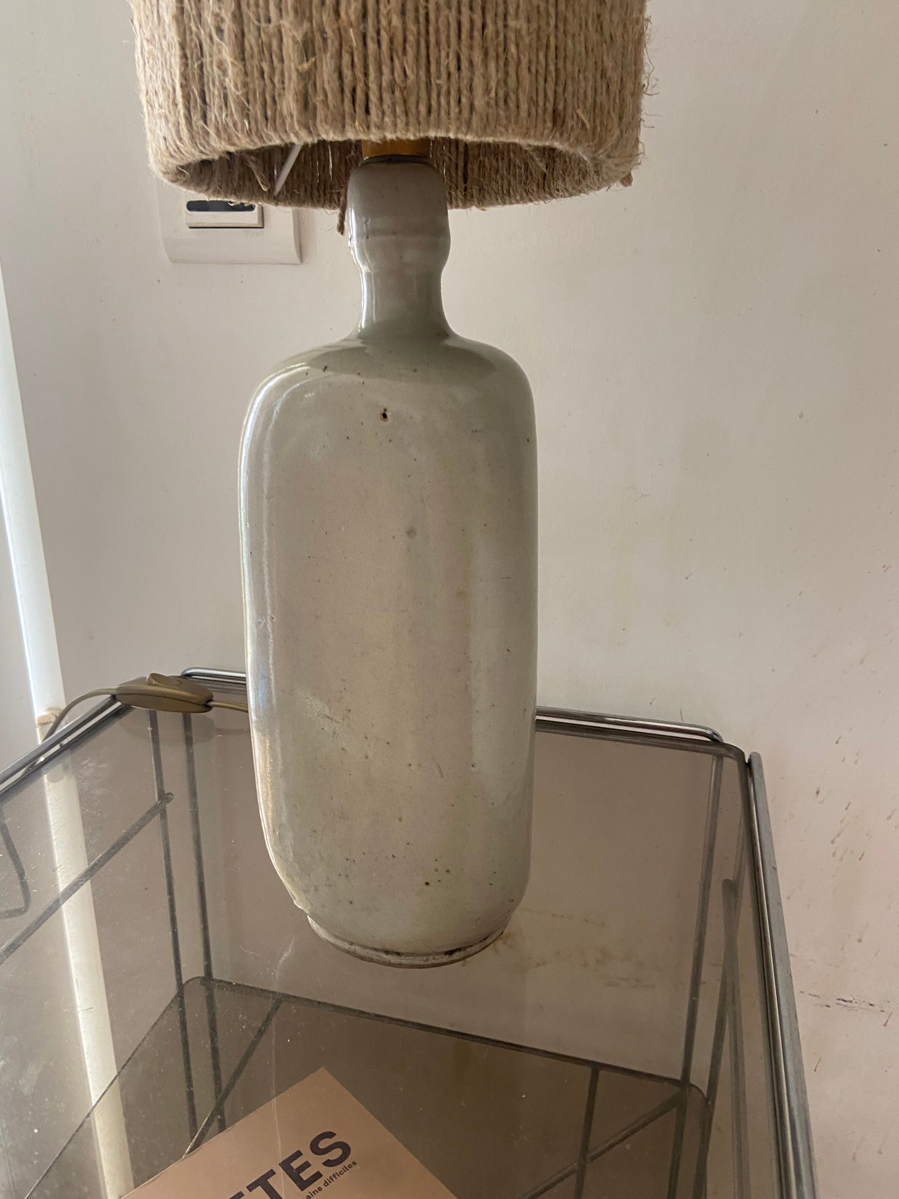 Vintage stoneware and rope lamp