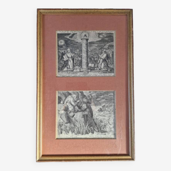 Old pair of engravings by Johannes and Raphael Sadeler (16th-17th century) After Marten de Vos