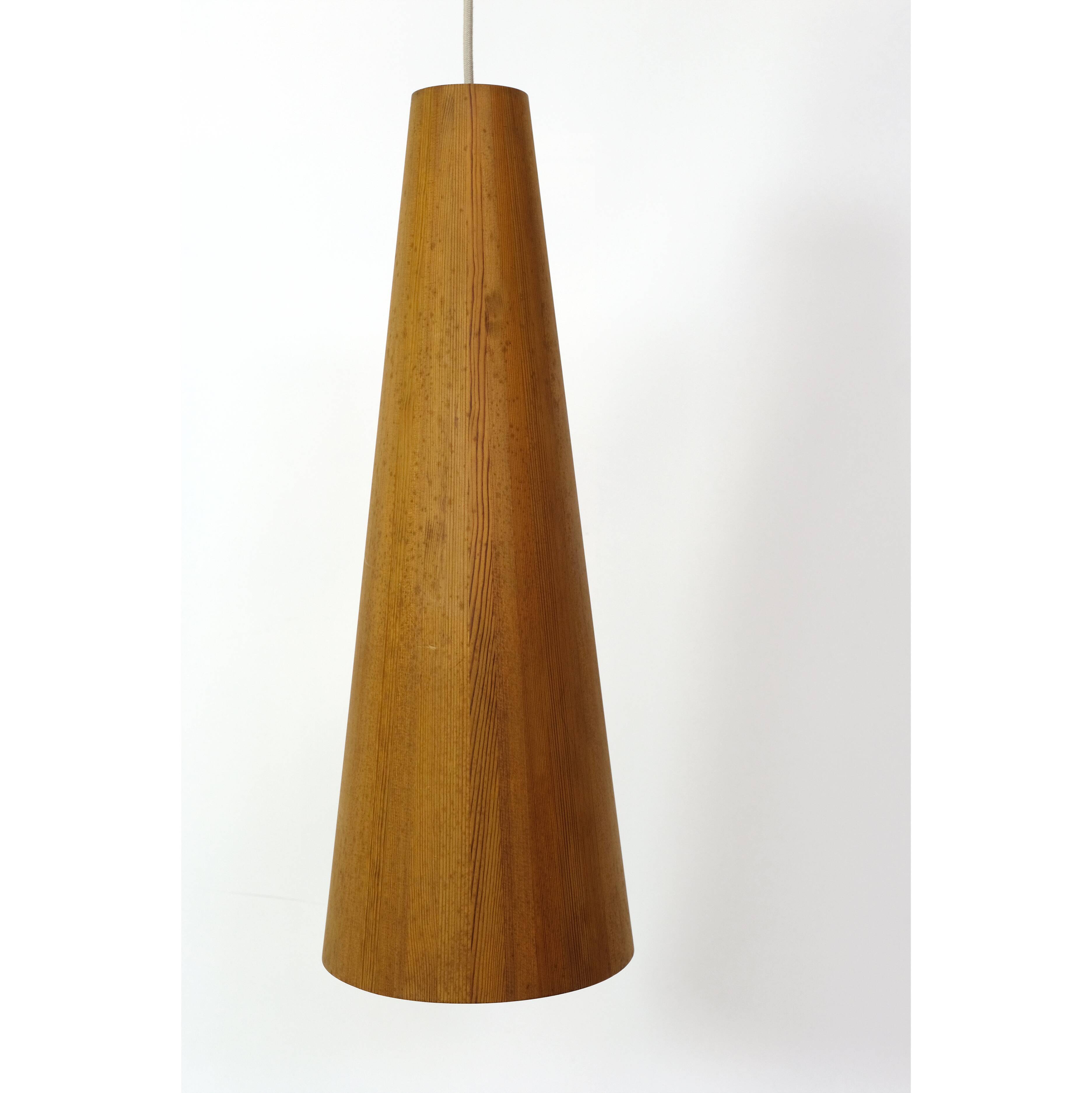 Jorgen Wolf, pine conical hanging lamp, 1960