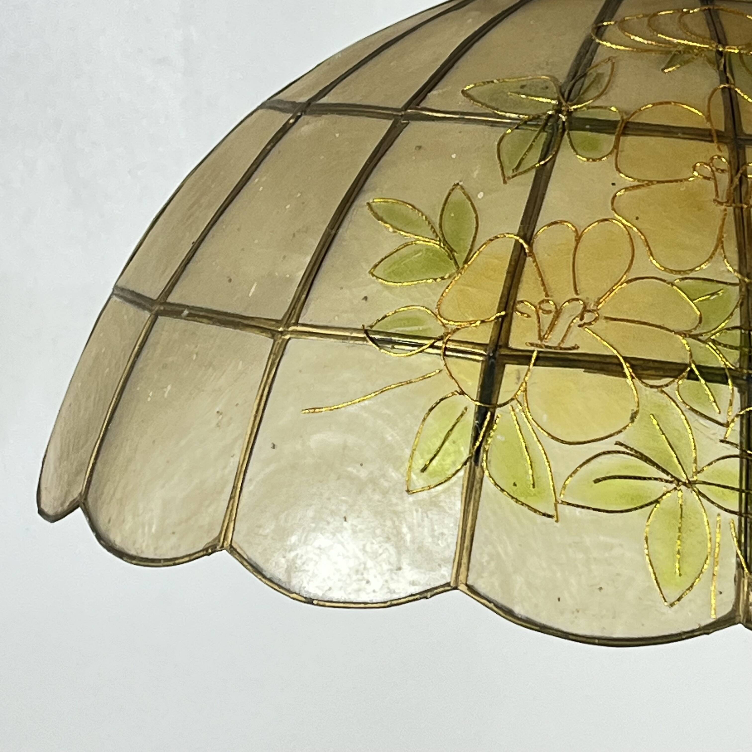 Capiz shell pendant light with flowers