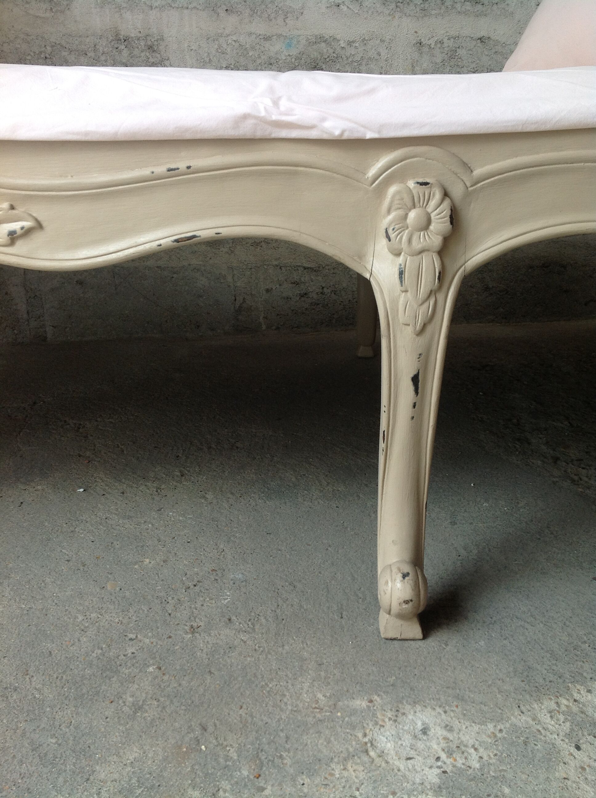 Carved wooden bench and caning bed