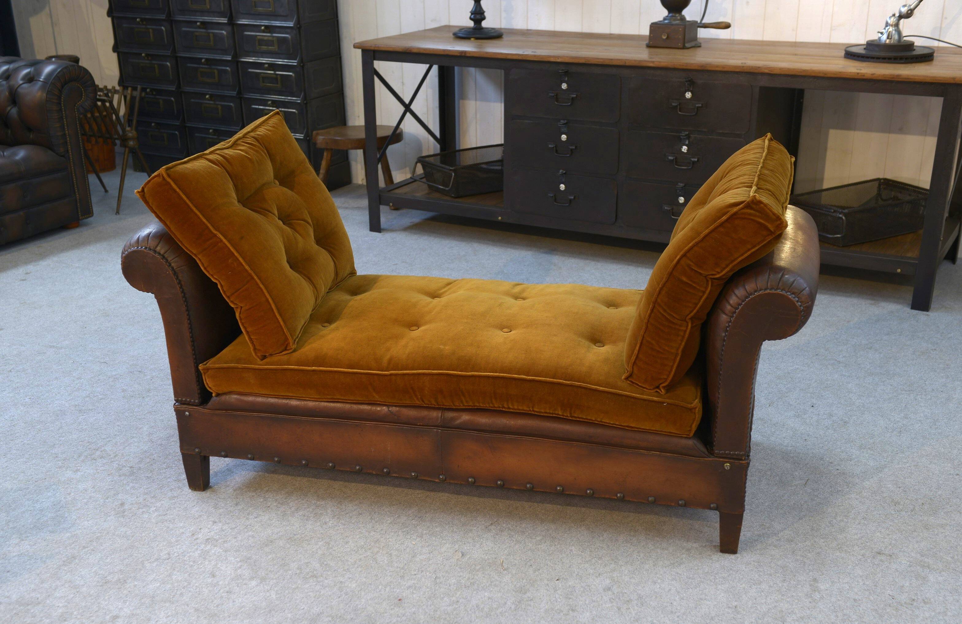 Studded leather bench circa 1920