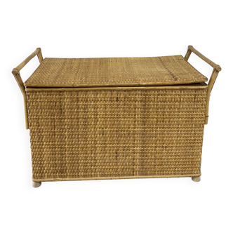 Coffre en rotin vintage