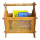 Wooden and cane magazine rack