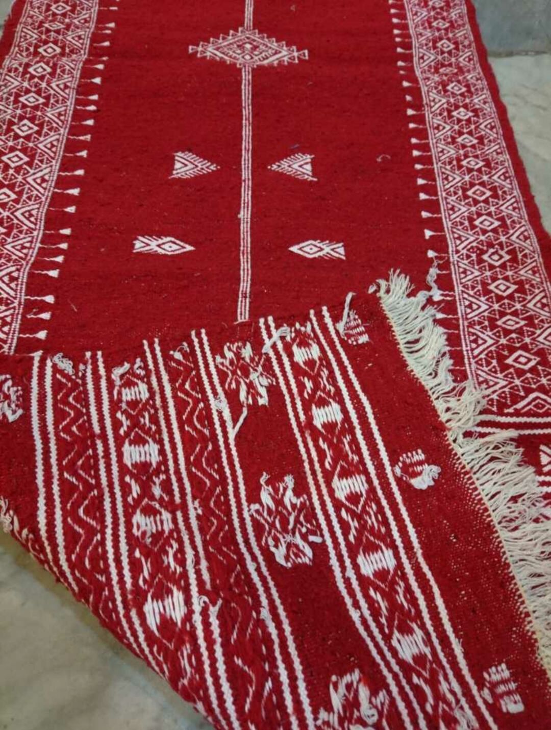 Handmade Kilim red and white corridor 190x58cm