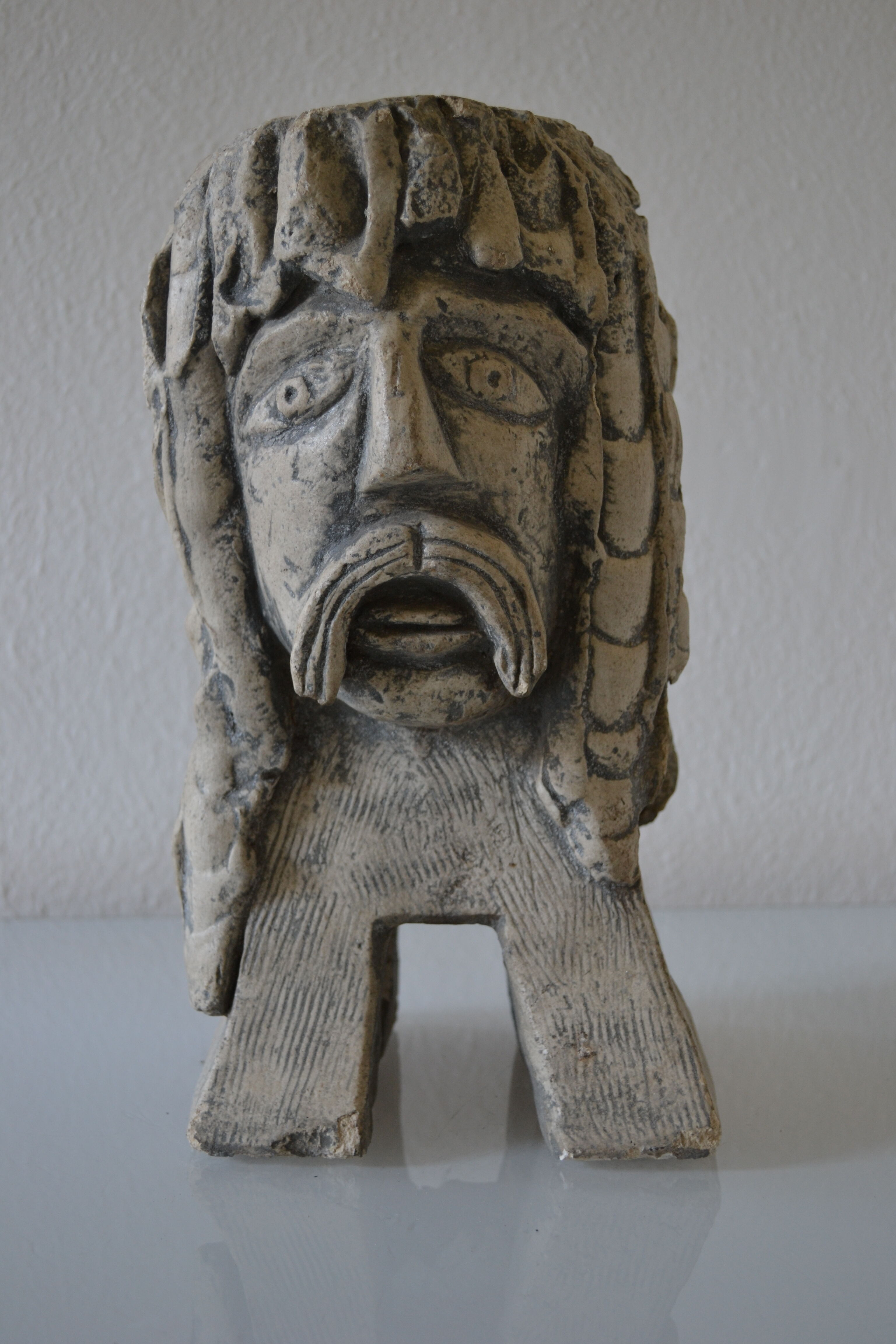 Lamp sculpture gallish head signed Mazoyer 1977