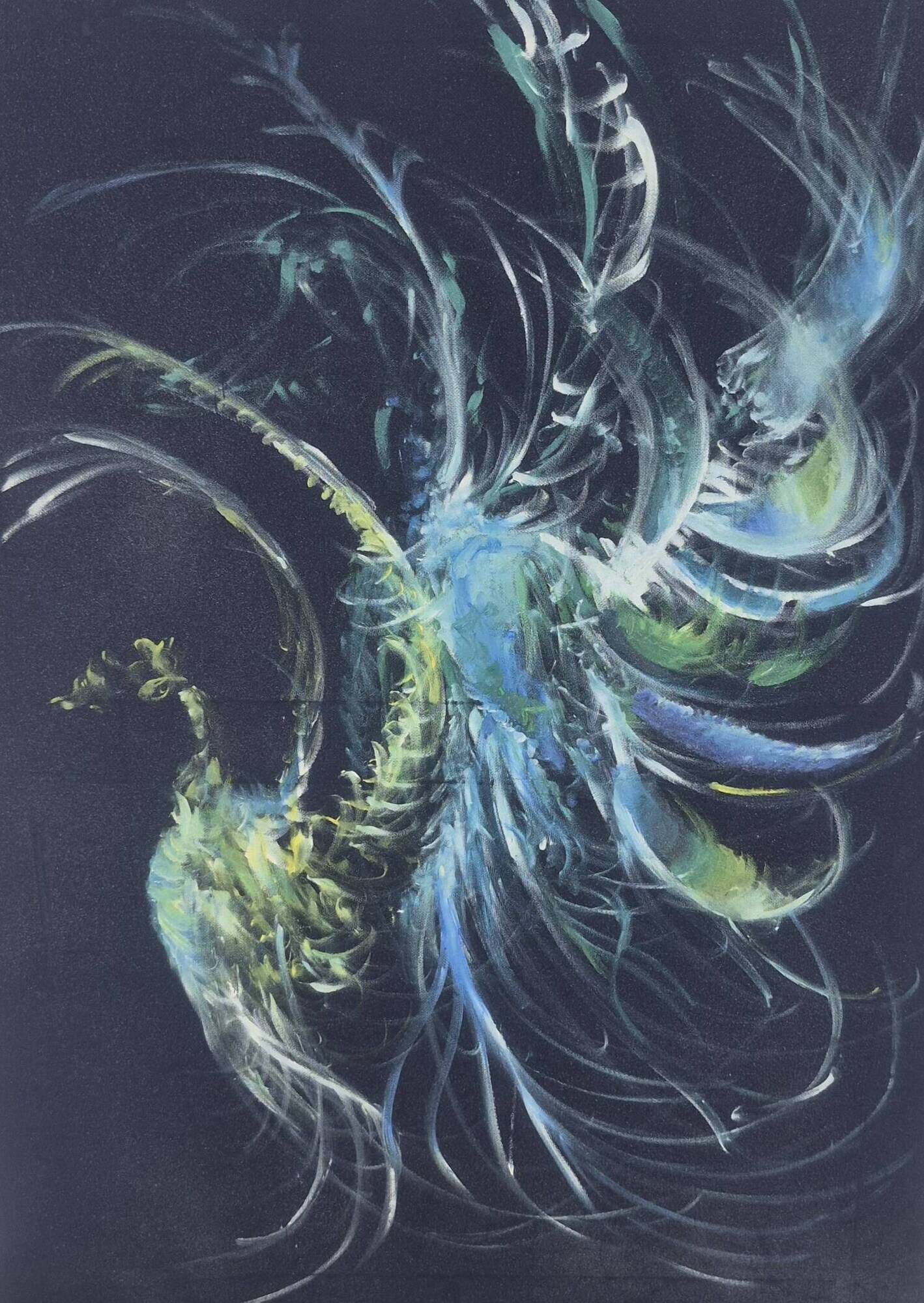 Painting on canvas depicting a phoenix, 1987