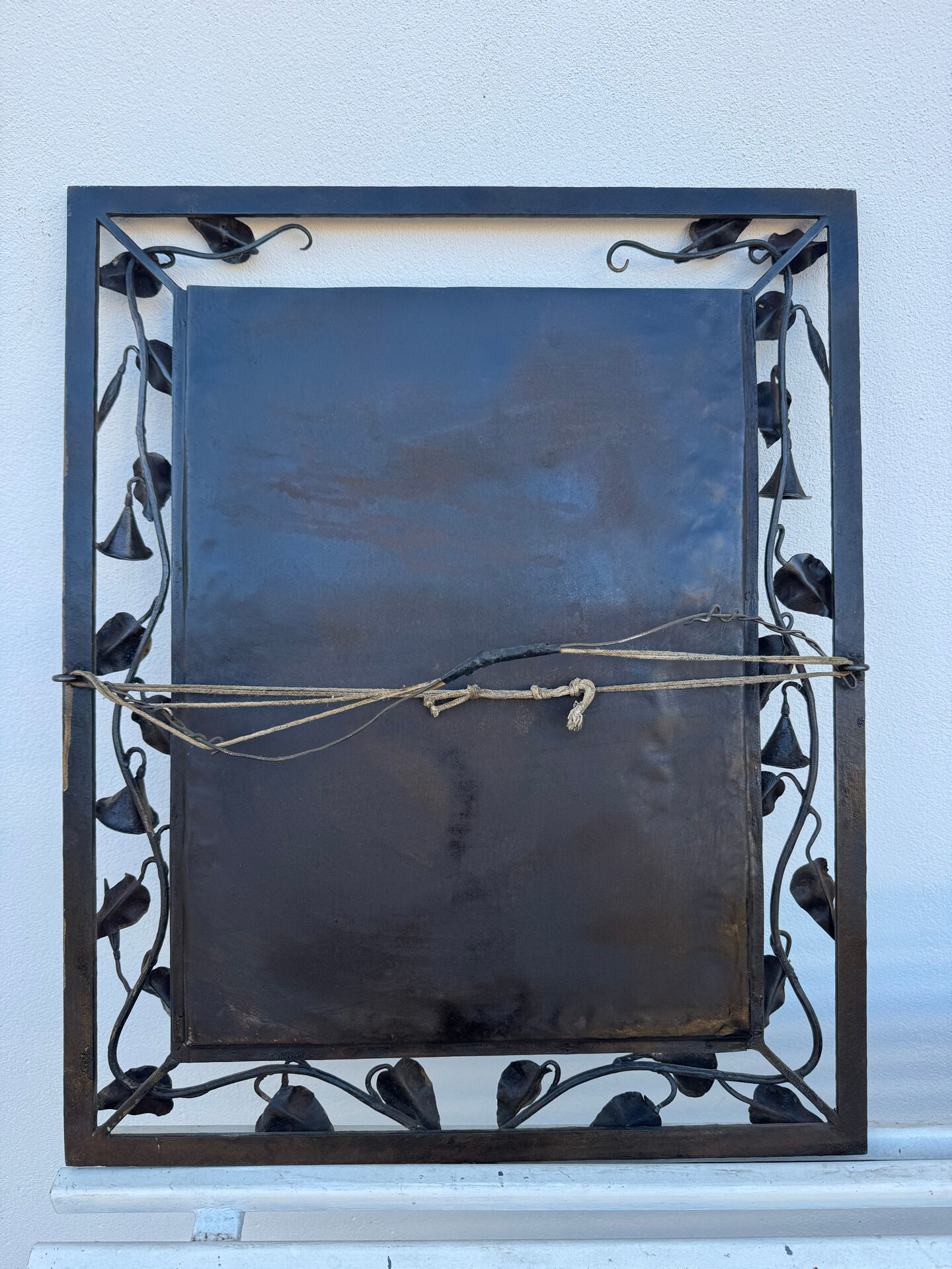 Wrought iron mirror with ivy Art Deco