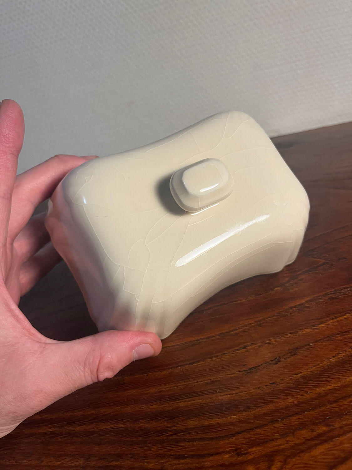 Bruno Evrard France crackle porcelain butter dish