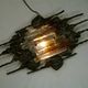 Large brutalist iron & ice Murano glass sconce / wall lamp, 1960s