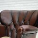 Fauteuil danois des années 1930, cuir marron, velours.