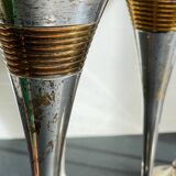 6 Vintage Silver-Plated Brass Champagne Flutes