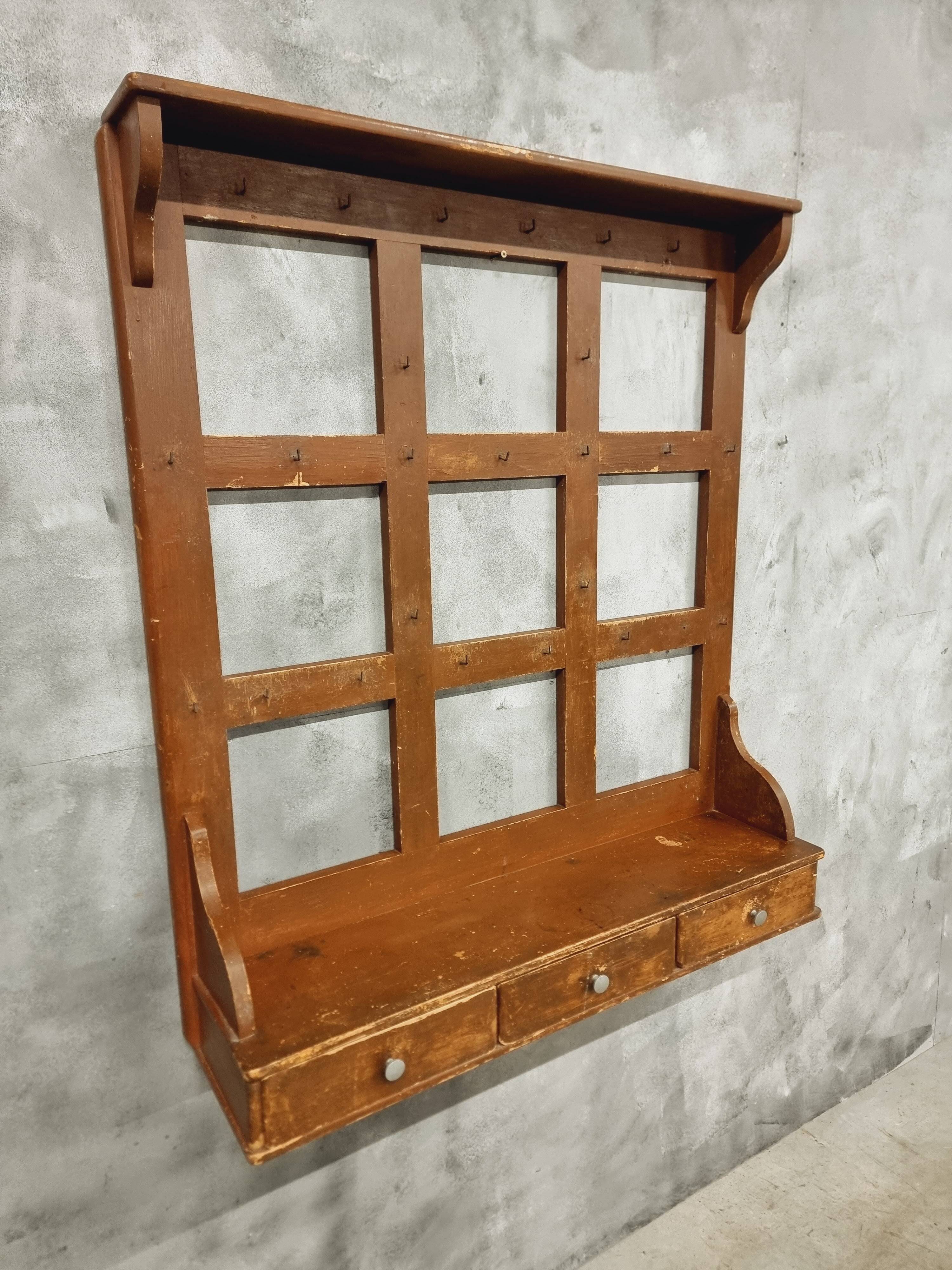 French vintage wall-mounted kitchen shelf 110x123cm