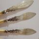 English fish knives in silver and ivory, 19th century