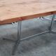 Ancienne table en chêne et inox vintage