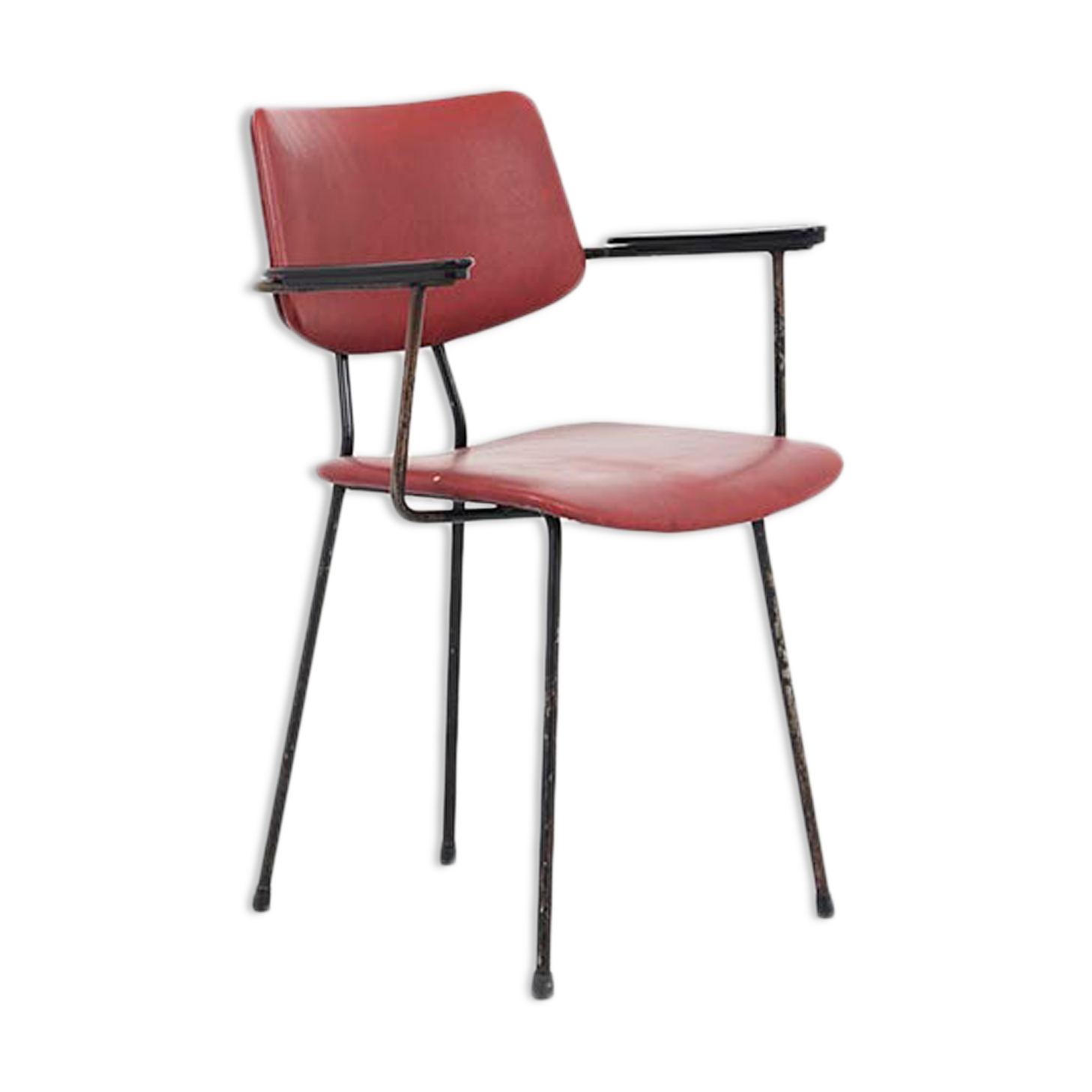 Kembo chair simili burgundy leather with armrests