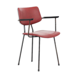 Kembo chair simili burgundy leather with armrests