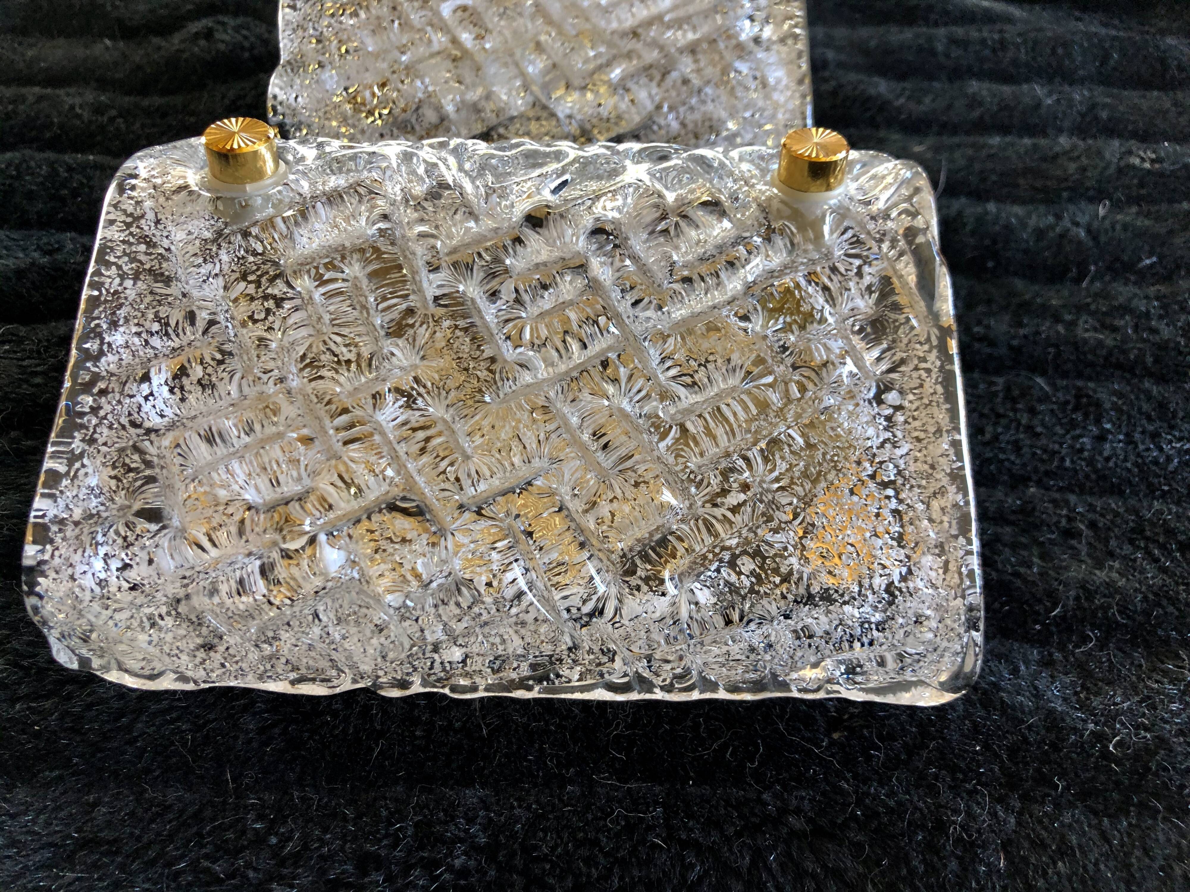 Barovier pair of glass wall light golden structure