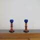 Pair of bedside lamps 1980 blue glass