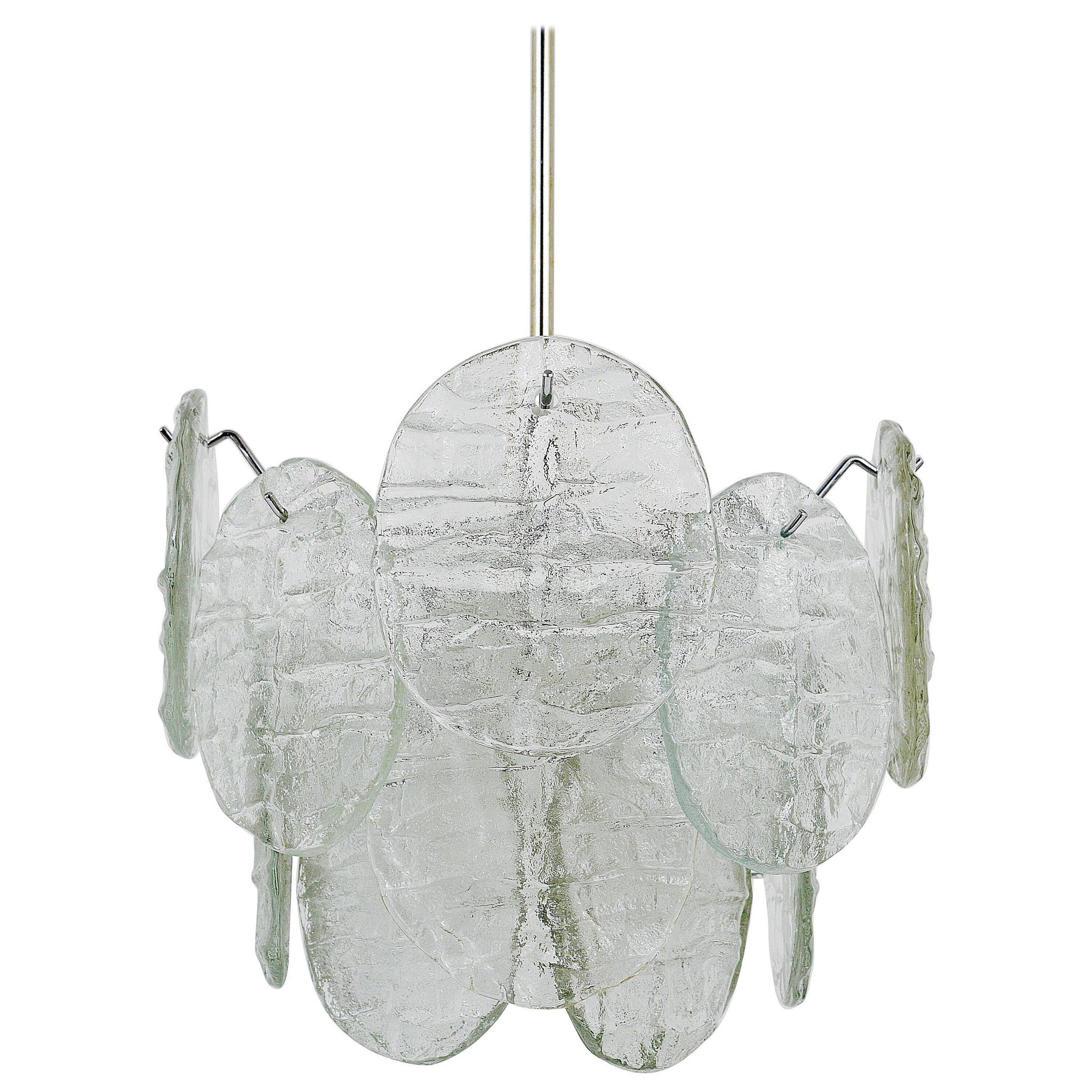 J.T. Kalmar Vienna Lustre Mid-Century in Glazed Glass, Austria, 1960s