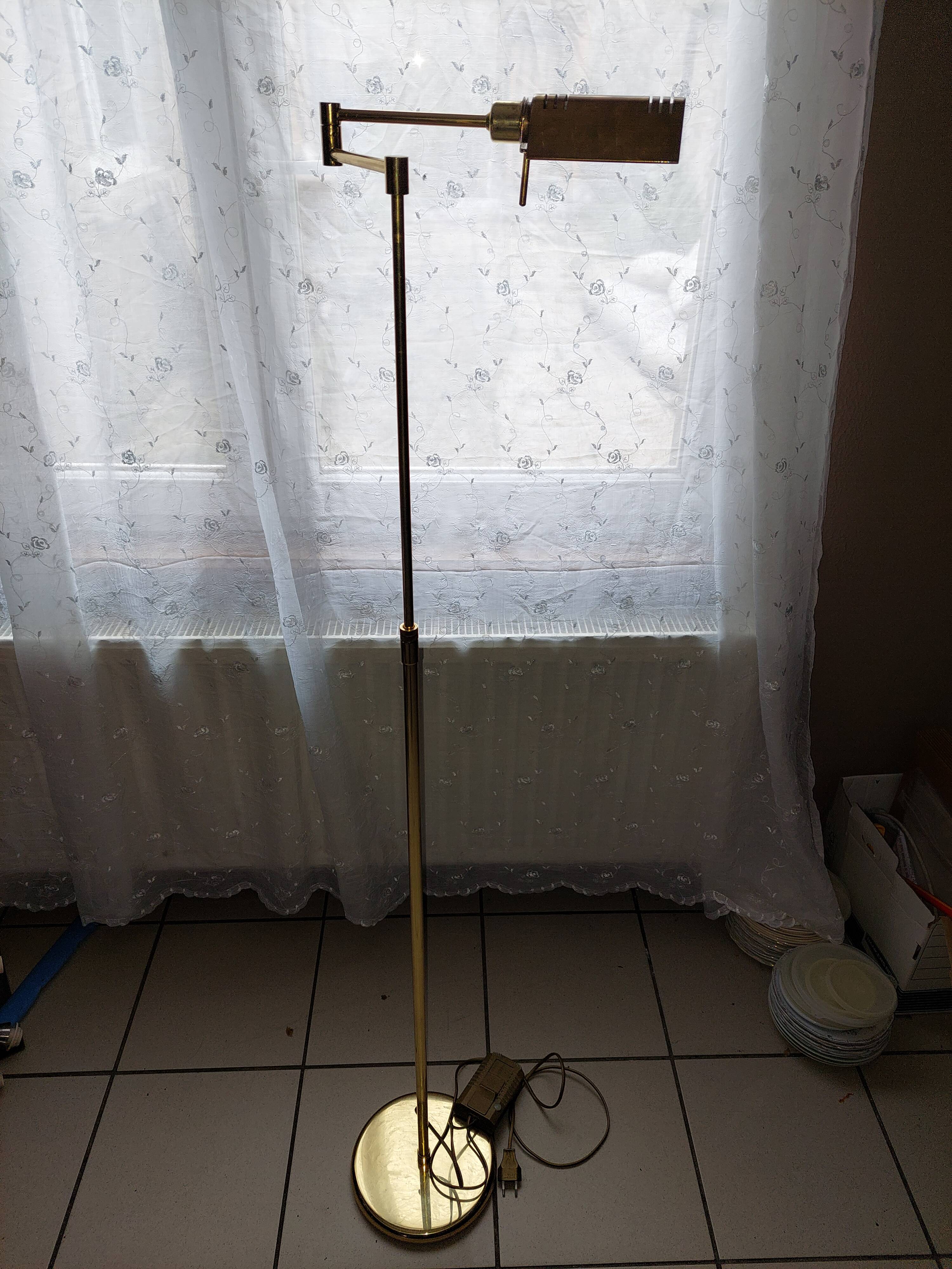 Vintage brass e-reader floor lamp