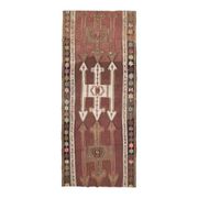 Vintage Turkish Oushak handmade wool cotton brown runner rug 168x395