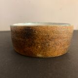 Round ashtray signed in sandstone with glazed interior