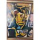 Mid 20th Century Cubist Portrait of Female Mixed-Media Painting